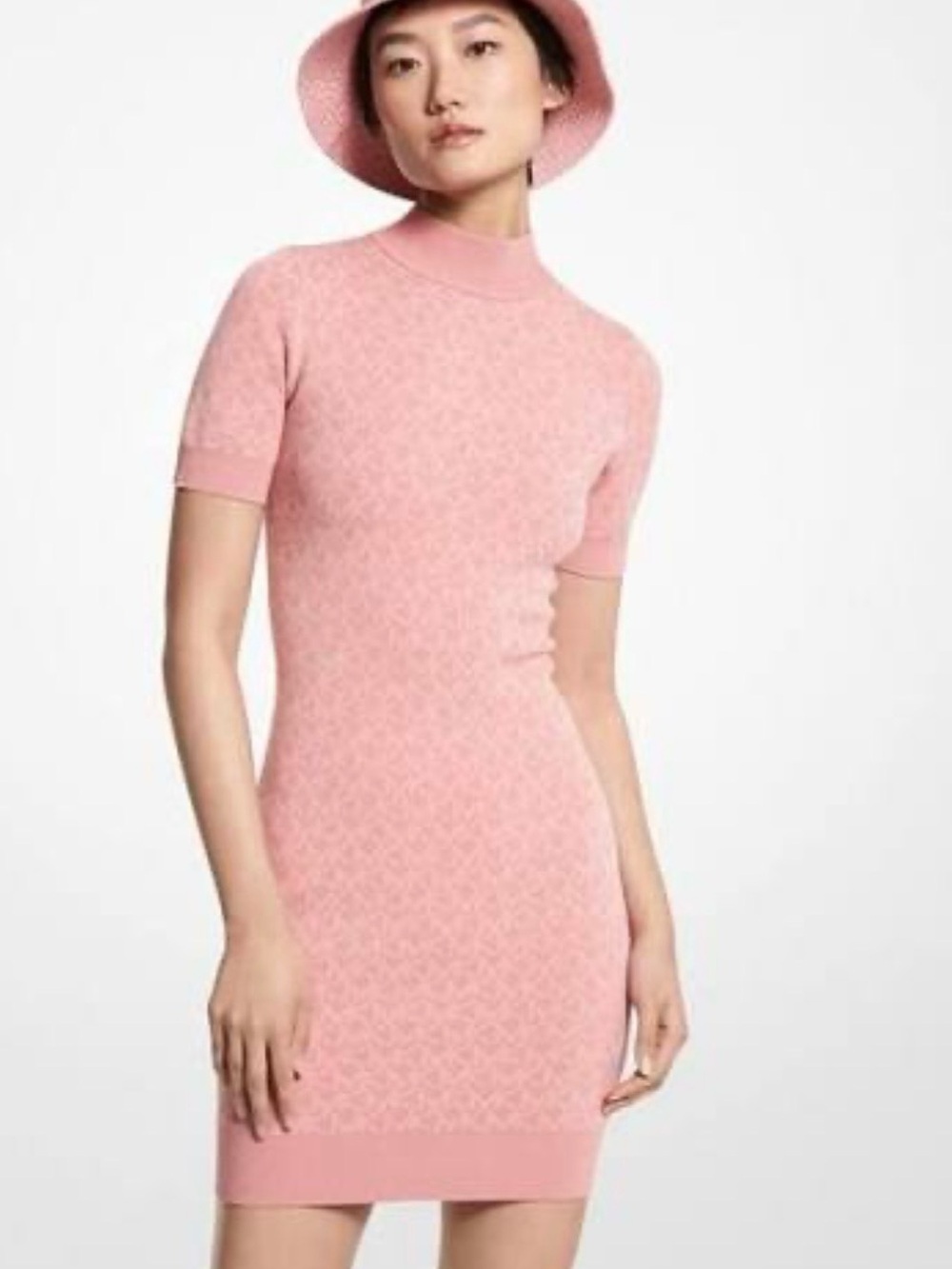 Michael Kors Rose Pink Knit Mock-Neck Mini Dress NWOT - Picture 6 of 7